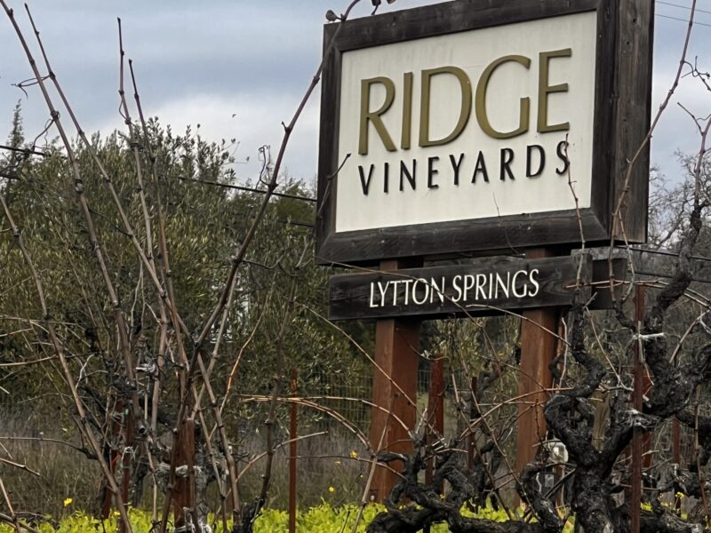 large street sign that says Ridge Vineyards